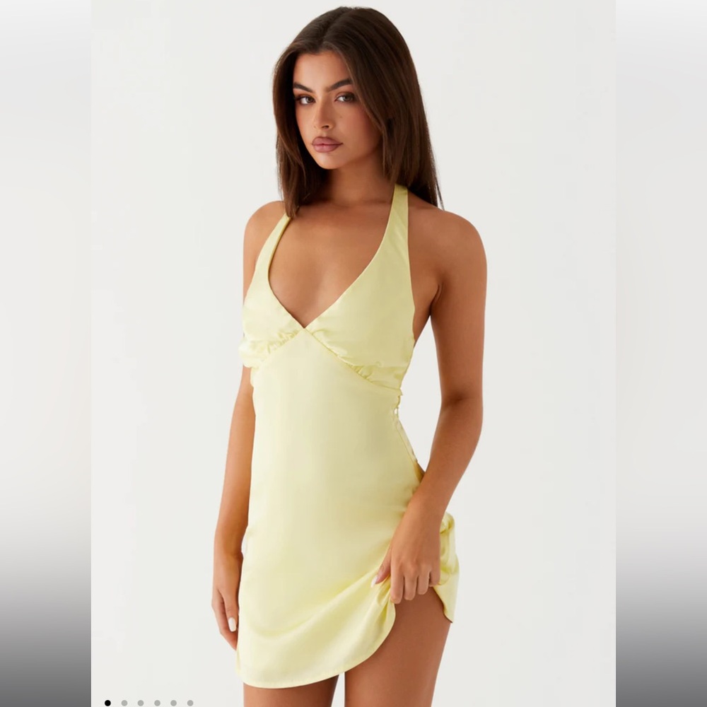 Peppermayo Heavy Hearted Mini Dress in Yellow Size S